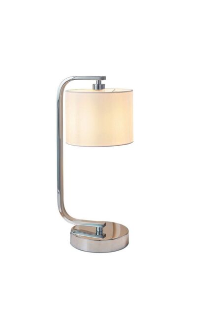 Netlighting Canning Table Lamp Chrome White Silk Effect E14 in Grey - image 1
