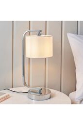Netlighting Canning Table Lamp Chrome White Silk Effect E14 in Grey - thumbnail 2