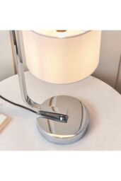 Netlighting Canning Table Lamp Chrome White Silk Effect E14 in Grey - thumbnail 5