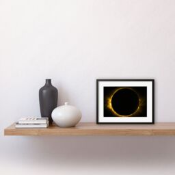 "Artery8 Wall Art Print ESA PROBA-2 View of Europe's Solar Eclipse Artwork Framed 9X7 Inch in Black - Size: W7"" x H9""" - thumbnail 2