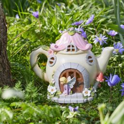 mysmartbuy Solar Powered Teapot Shaped Fairy House LED Light Up Garden Ornament - thumbnail 2
