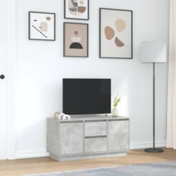 Berkfield Home TV Cabinet with LED Lights Concrete Grey 100x41x50 cm - Size: 100 x 41 x 50 cm - thumbnail 4