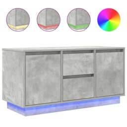 Berkfield Home TV Cabinet with LED Lights Concrete Grey 100x41x50 cm - Size: 100 x 41 x 50 cm - thumbnail 2