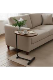Metal‑Frame Side Table with E1‑Grade MDF Tabletop in Walnut - thumbnail 1