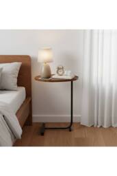 Metal‑Frame Side Table with E1‑Grade MDF Tabletop in Walnut - thumbnail 2