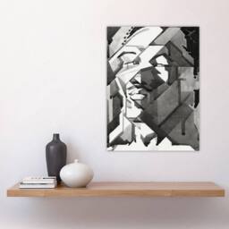 "Artery8 Self Portrait Watercolour Reijer Stolk Wall Art Poster Print in Grey - Size: W12"" x H16""" - thumbnail 4