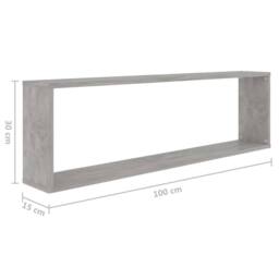 Berkfield Home Wall Cube Shelf 2 pcs Concrete Grey 100x15x30 cm Engineered Wood - Size: 100 x 15 x 30 cm - thumbnail 9