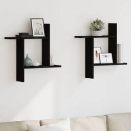 Berkfield Home Wall Shelves 2 pcs Black Oak 50x12x50 cm Engineered Wood - Size: 50 x 12 x 50 cm - thumbnail 1