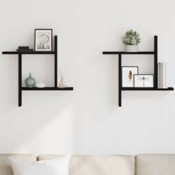 Berkfield Home Wall Shelves 2 pcs Black Oak 50x12x50 cm Engineered Wood - Size: 50 x 12 x 50 cm - thumbnail 3