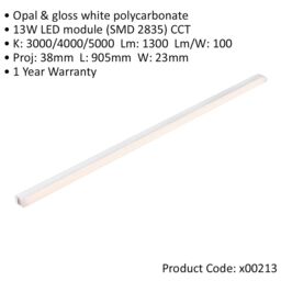 Loops 900mm Under Cabinet LED Light - 13W SMD 2835 CCT LED Module - Opal & Gloss White - thumbnail 2