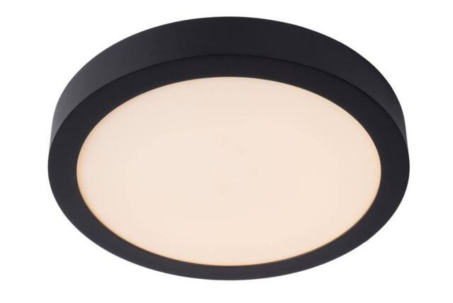 Lucide 'BRICE' Dimmable Stylish Round Bathroom LED Flush Ceiling Light in Black - image 1