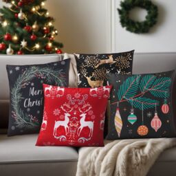 Luxury Living Christmas Reindeer Decorative Cushion With Pad 45cm x 45cm in Black - Size: 45 cm x 45 cm - thumbnail 2