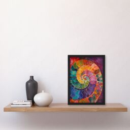 "Artery8 Ammonite Shell Fossil Rainbow Pattern Painting Framed Art Print - Size: W12"" x H16""" - thumbnail 4