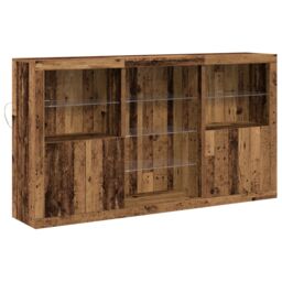 Berkfield Home Sideboard with LED Lights Old Wood 181.5x37x100 cm Engineered Wood in Brown - thumbnail 2