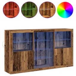 Berkfield Home Sideboard with LED Lights Old Wood 181.5x37x100 cm Engineered Wood in Brown - thumbnail 4