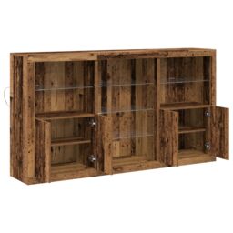 Berkfield Home Sideboard with LED Lights Old Wood 181.5x37x100 cm Engineered Wood in Brown - thumbnail 6