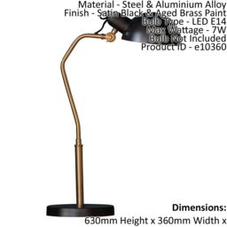 Loops Table Lamp Satin Black & Aged Brass Paint 7W LED E14 Bedside Light - thumbnail 2
