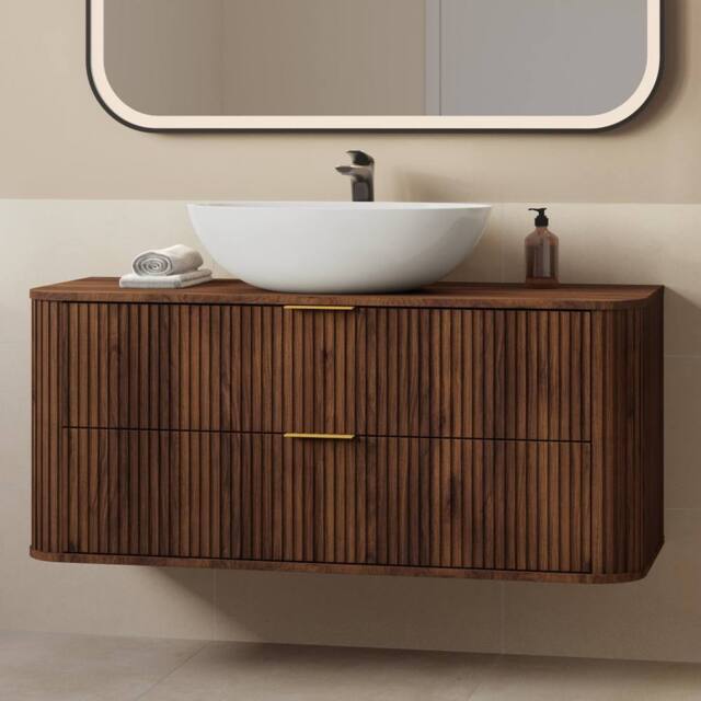 Heze Furniture Elegance Glamour Style 2 Drawer Bathroom Vanity Cabinet 120cm in Brown - image 1