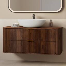 Heze Furniture Elegance Glamour Style 2 Drawer Bathroom Vanity Cabinet 120cm in Brown
