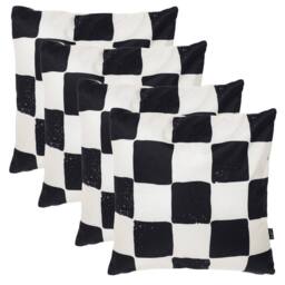icon 4 Pack Cushion 43x43 Kyoto Fabric, Checkerboard Mono in White