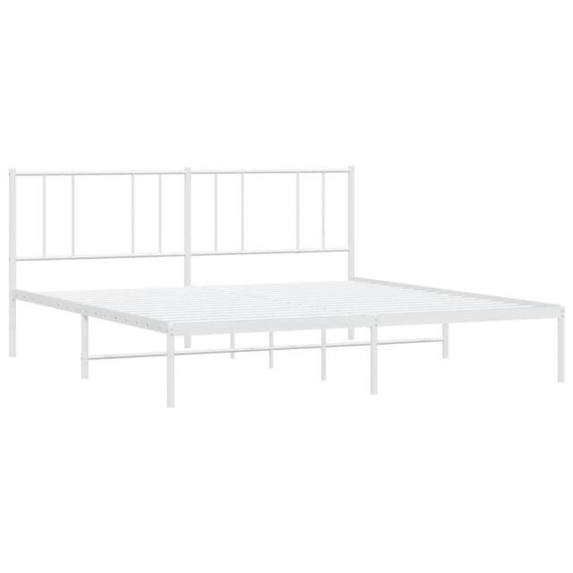 Berkfield Home Metal Bed Frame with Headboard White 180x200 cm Super King - image 1