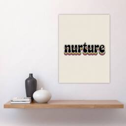 "Artery8 Nurture Colourful Retro Rainbow Font Typography Wall Art Print in Beige - Size: W12"" x H16""" - thumbnail 4
