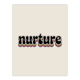 "Artery8 Nurture Colourful Retro Rainbow Font Typography Wall Art Print in Beige - Size: W12"" x H16""" - thumbnail 1