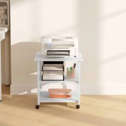 VOGREX Mobile Printer Stand with Storage Printer Table for Office in White - thumbnail 4