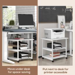 VOGREX Mobile Printer Stand with Storage Printer Table for Office in White - thumbnail 3