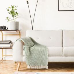 New Edge Blinds Chevron Collection Cotton Throw in Green - Size: 178 cm x 254 cm - thumbnail 3