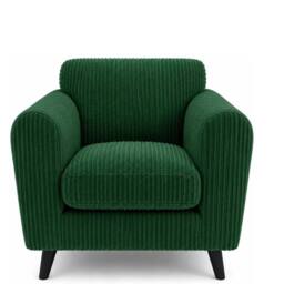 SOFASELECTION UK Harlow Jumbo Cord Cuddle Chair, Modern Tailored Wide Armchair in Green - Size: 1 Pack