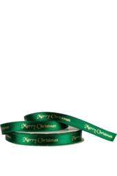KDMD Green & Gold Merry Christmas Satin Ribbon 10mm - thumbnail 1