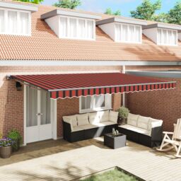 Berkfield Home Retractable Awning Manual Orange & Brown 500x300 cm - thumbnail 1