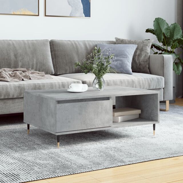 Berkfield Home Coffee Table Concrete Grey 90x60x35 cm Engineered Wood - Size: 90 x 60 x 35 cm - image 1