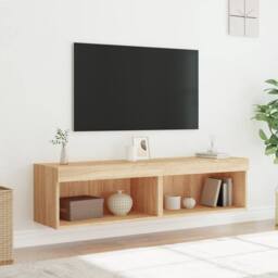 Berkfield Home TV Cabinets with LED Lights 2 pcs Sonoma Oak 60x30x30 cm in Tan - Size: 60 x 30 x 30 cm - thumbnail 5
