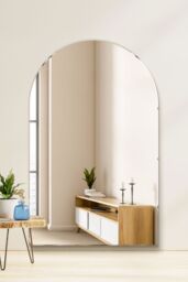 "MirrorOutlet Frameless Arched Leaner / Wall Mirror 74"" X 47"" (190CM X 120CM) in Silver - Size: 1 Pack"