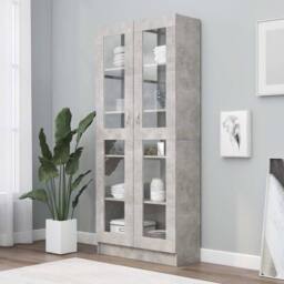 Berkfield Home Vitrine Cabinet Concrete Grey 82.5x30.5x185.5 cm Engineered Wood - thumbnail 2