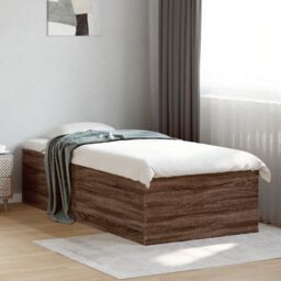 Berkfield Home Bed Frame without Mattress Brown Oak 100x200 cm - thumbnail 1