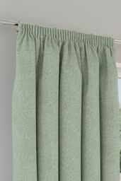 Enhanced Living 'Dallas' Green 100% Blackout, Thermal, Linen Look Pair of Pencil Pleat Curtains - Size: 117 cm width x 229 cm drop - thumbnail 2