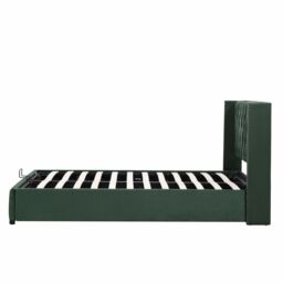 Matteo Luxury Green Velvet Upholstered Double Bed Frame - Hydraulic Ottoman Storage - 135x190cm - thumbnail 9