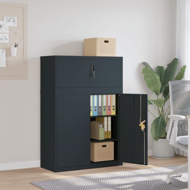 Berkfield Home File Cabinet Anthracite 90x40x130 cm Steel in Black - Size: 90 x 40 x 130 cm - image 1
