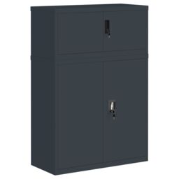 Berkfield Home File Cabinet Anthracite 90x40x130 cm Steel in Black - Size: 90 x 40 x 130 cm - thumbnail 2