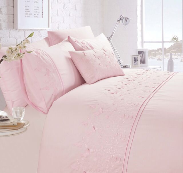 Rapport Home Papillon Polycotton Duvet Cover Set with Pillowcase in Dusty Pink - Size: Super King - image 1