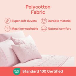 Rapport Home Papillon Polycotton Duvet Cover Set with Pillowcase in Dusty Pink - Size: Super King - thumbnail 6