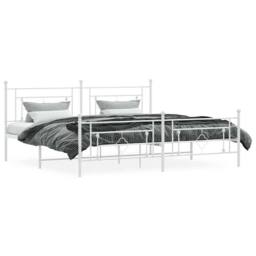 Berkfield Home Metal Bed Frame without Mattress with Footboard White 193x203cm - Size: 193x203 cm - thumbnail 5