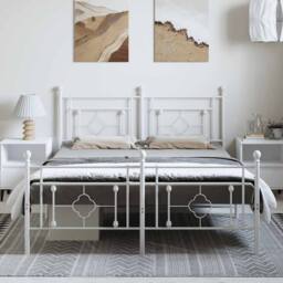 Berkfield Home Metal Bed Frame without Mattress with Footboard White 193x203cm - Size: 193x203 cm - thumbnail 3