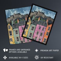 "Artery8 Edinburgh Castle Grassmarket Cityscape Scotland Wall Art Print - Size: W12"" x H16""" - thumbnail 2