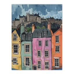 "Artery8 Edinburgh Castle Grassmarket Cityscape Scotland Wall Art Print - Size: W12"" x H16""" - thumbnail 1