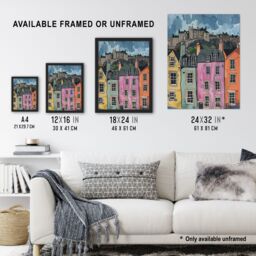 "Artery8 Edinburgh Castle Grassmarket Cityscape Scotland Wall Art Print - Size: W12"" x H16""" - thumbnail 3