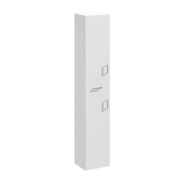 Balterley Slimline Floor Standing Bathroom Tall Unit Gloss White 350mm - image 1